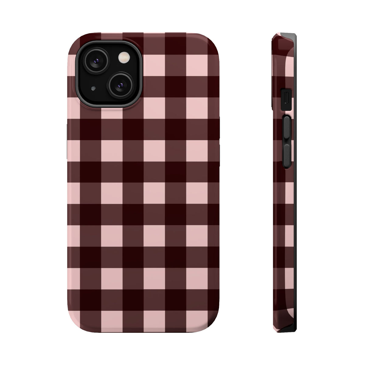 Burgundy Gingham Magnetic Phone Case
