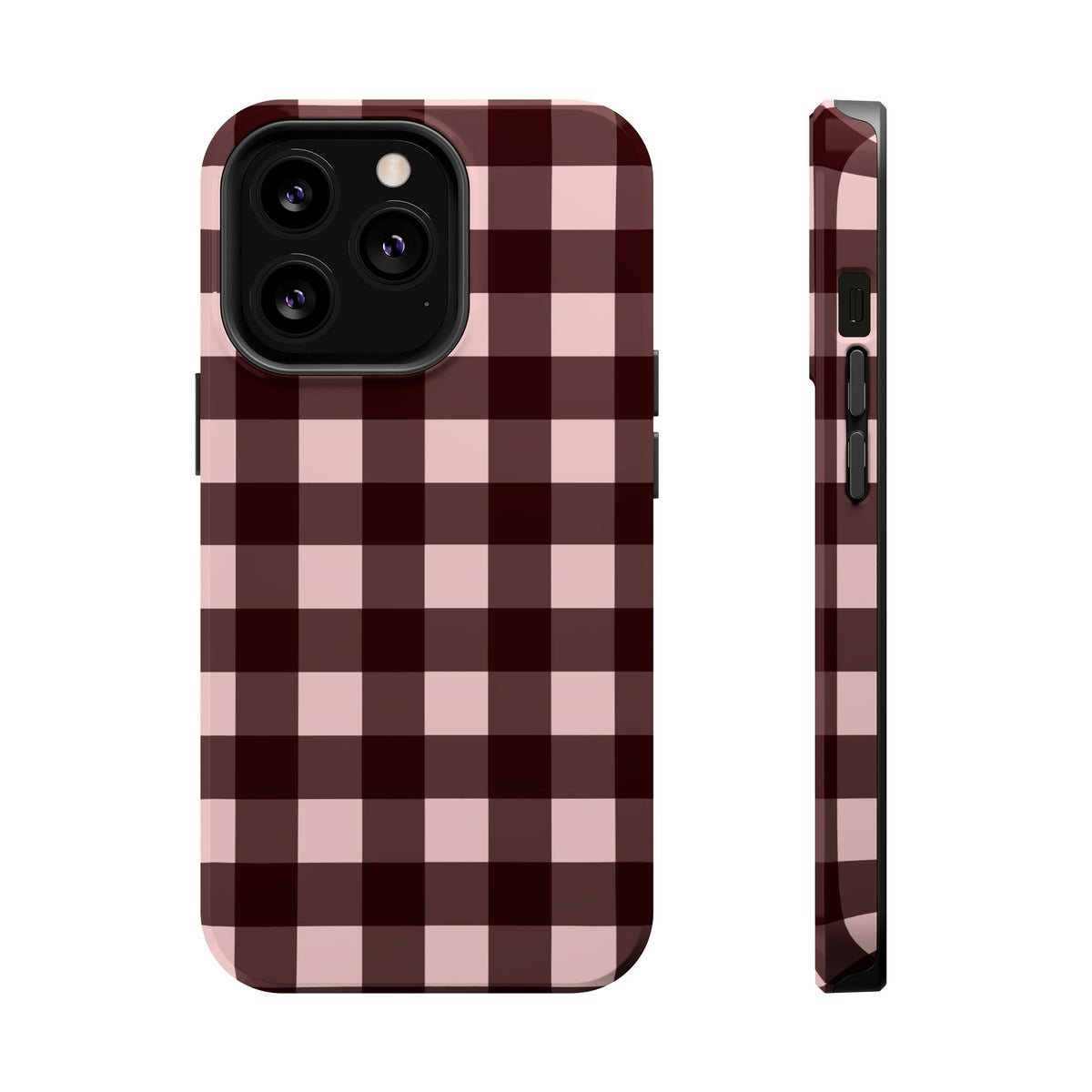 Burgundy Gingham Magnetic Phone Case