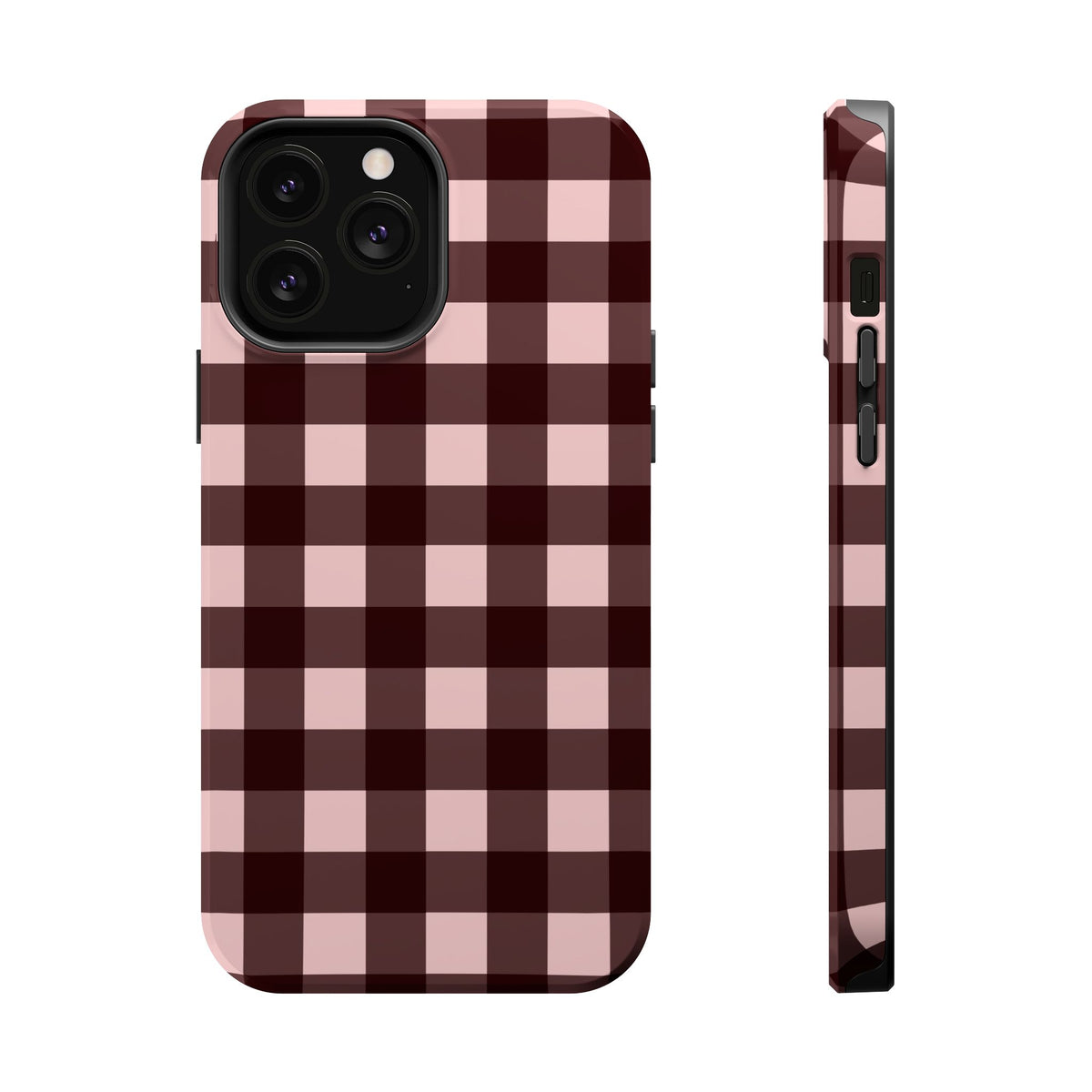 Burgundy Gingham Magnetic Phone Case