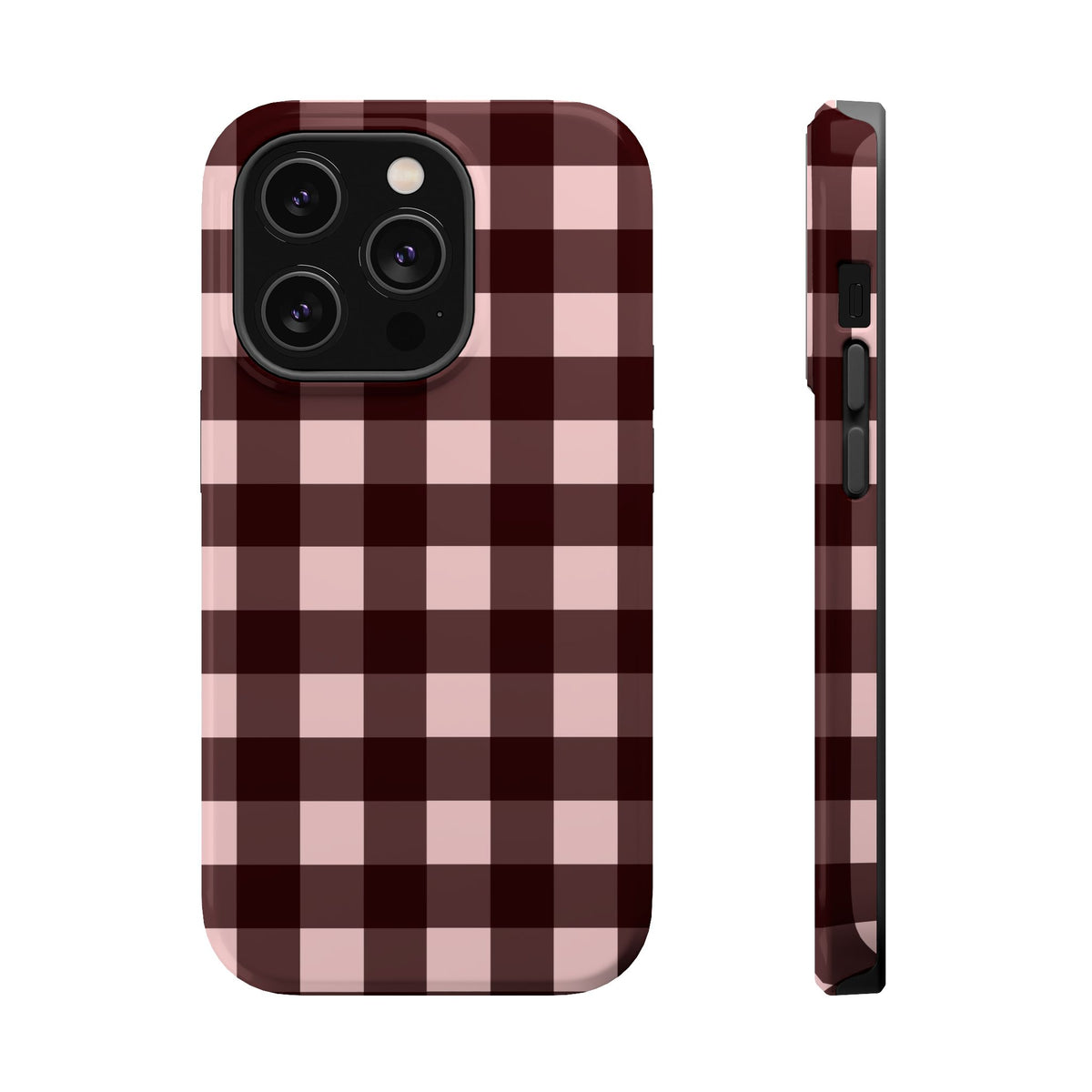 Burgundy Gingham Magnetic Phone Case