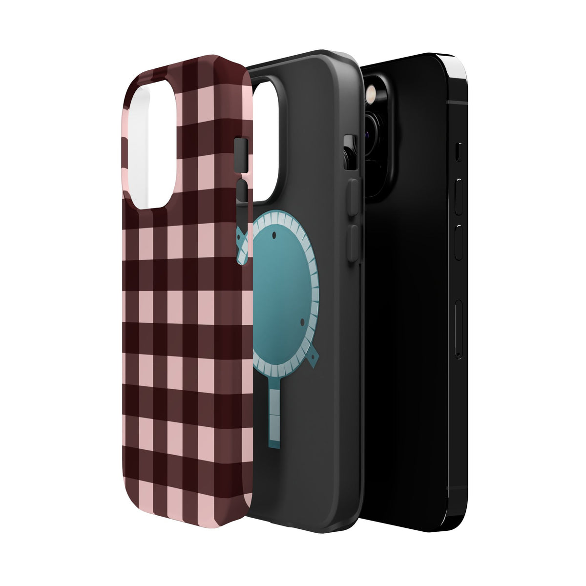 Burgundy Gingham Magnetic Phone Case