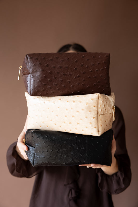 Ostrich Print Cosmetic Bag