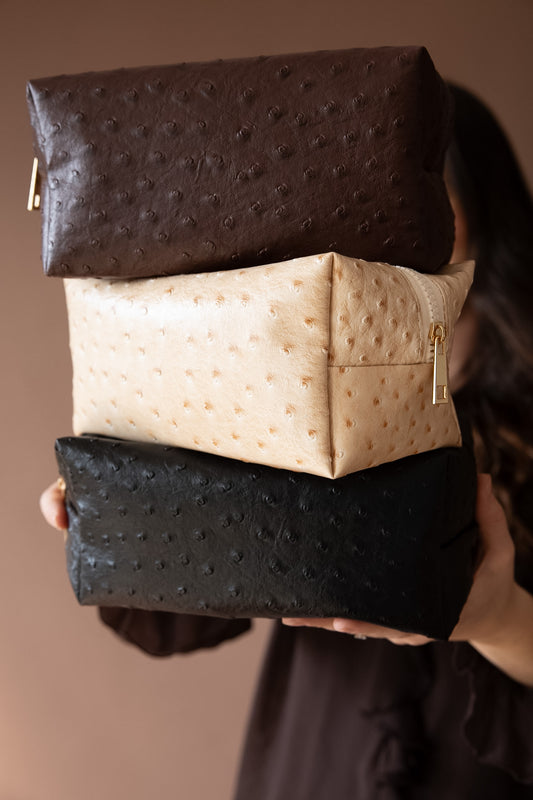 Ostrich Print Cosmetic Bag