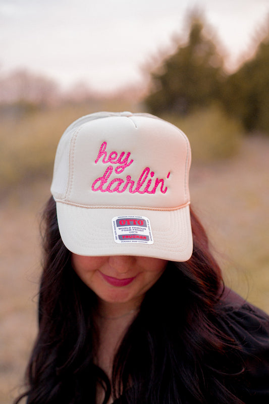 HEY DARLIN TRUCKER HAT - PINK