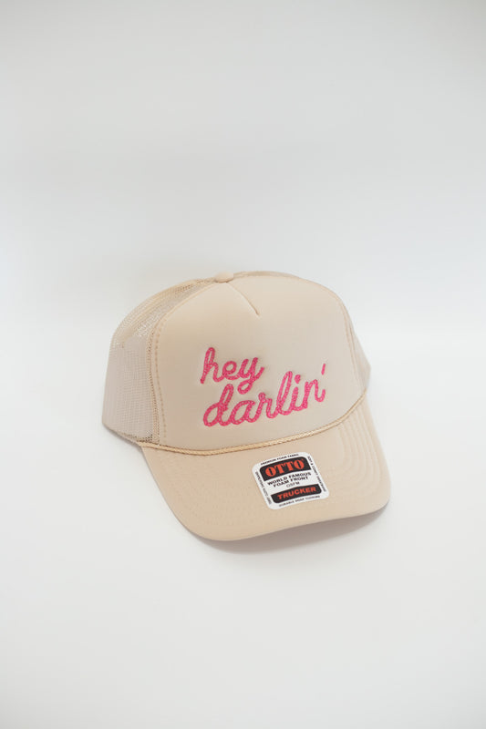 HEY DARLIN TRUCKER HAT - PINK